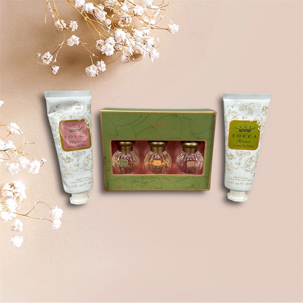 Tocca Eau de Parfum Dabber Trio "Trifecta" Gift Set + 2 Travel Size Hand Creams